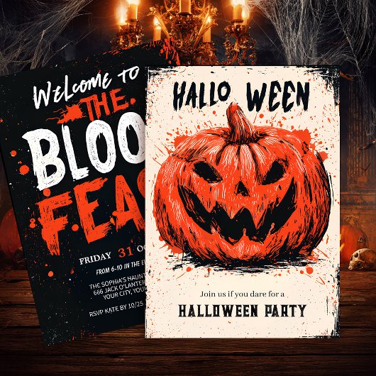 Invitation Parti citrouille Grin Halloween