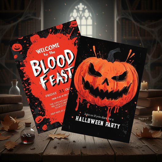 Invitation Parti citrouille Grin Halloween