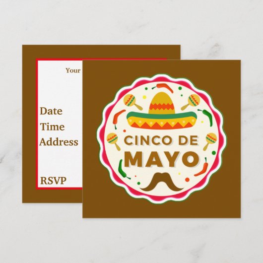 Invitation Parti Cute Cinco De Mayo (Devant / Derrière)