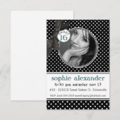 Invitation Parti Cute Polkadot Motif Sweet 16 (Devant / Derrière)
