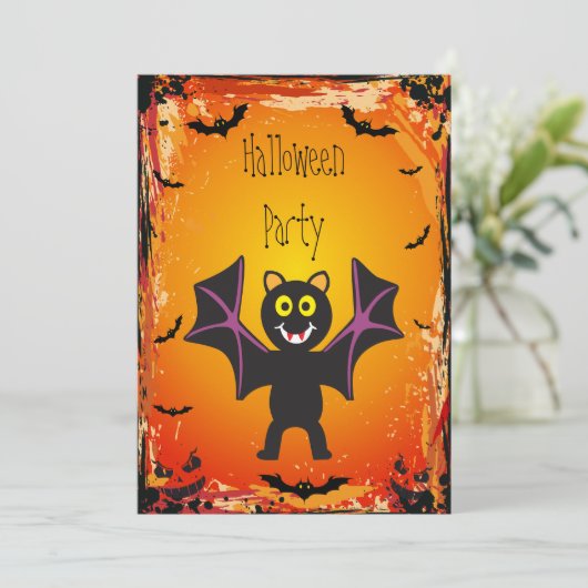 Invitation Parti Cute Vampire Bat Halloween (Debout devant)