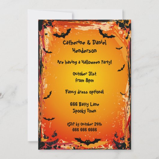 Invitation Parti Cute Vampire Bat Halloween (Dos)
