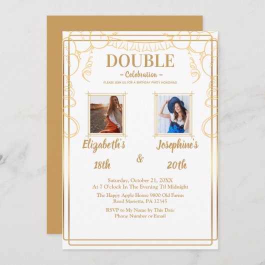 Invitation Parti d'anniversaire conjoint adulte blanc 2 Photo (Devant / Derrière)