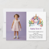 Invitation Parti d'Anniversaire de enfant photo mignon violet (Devant)