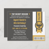 Invitation Parti d'anniversaire de l'agent secret Cool (Devant / Derrière)