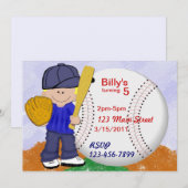 Invitation Parti de baseball (Devant / Derrière)