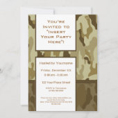 Invitation Parti de camouflage militaire Tan du désert (Devant)