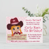 Invitation Parti de Cowgirl rose (Debout devant)
