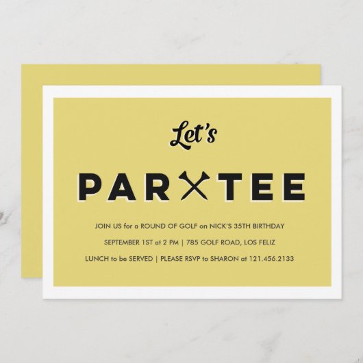Invitation Parti de golf moderne (Devant / Derrière)