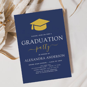 Invitation Parti de graduation 2024 Marine Blue Gold