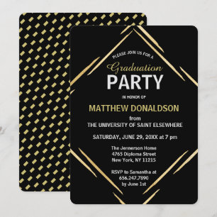 Invitation Parti de graduation 2025 Black Gold moderne
