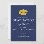 Invitation Parti de graduation 2025 Marine Blue Gold Elegant (Devant)
