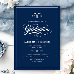 Invitation Parti de graduation bleu de la Marine