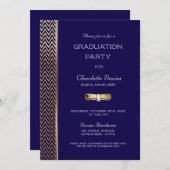 Invitation Parti de graduation bleu de la marine moderne (Devant / Derrière)