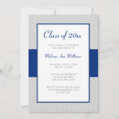 Invitation Parti de graduation bleu et gris Chevron de la Mar (Devant)