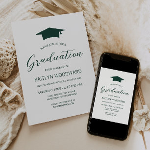 Invitation Parti de graduation Casquette Emerald Green 2025