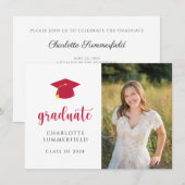 Invitation Parti de graduation Casquette rouge Tassel Photo (Devant / Derrière)