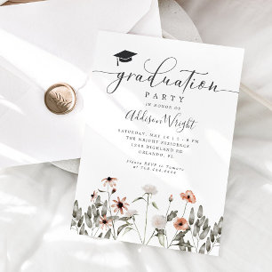 Invitation Parti de graduation de Boho Wildflower