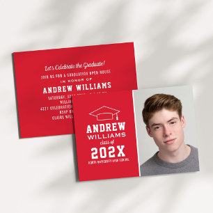 Invitation Parti de graduation de la photo rouge moderne