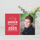 Invitation Parti de graduation de la photo rouge moderne (Debout devant)