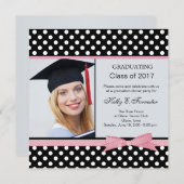 Invitation Parti de graduation de la polka noire blanche (Devant / Derrière)