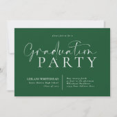 Invitation Parti de graduation de la typographie moderne Vert (Devant)