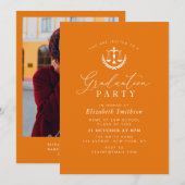 Invitation parti de graduation de l'école de droit orange mod (Devant / Derrière)