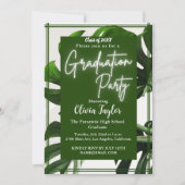 Invitation Parti de graduation de palme tropicale moderne ver (Devant)