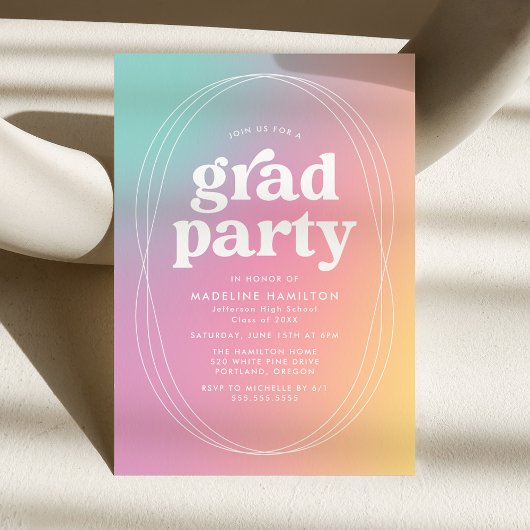 Invitation Parti de graduation de Pastel Rainbow