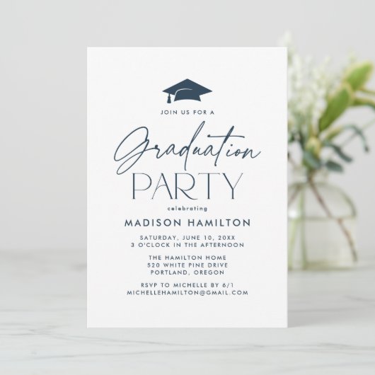 Invitation Parti de graduation de script de la marine moderne (Debout devant)