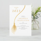 Invitation Parti de Graduation de Tassel d'or moderne (Debout devant)