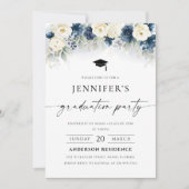 Invitation Parti de graduation des Roses Bleues et Blancs de  (Devant)