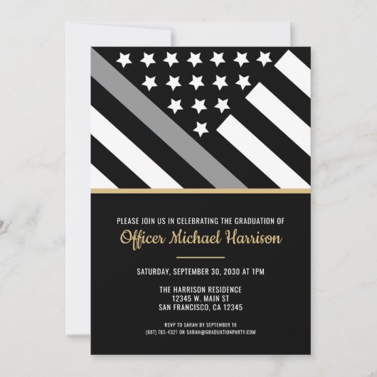 Invitation Parti de graduation du drapeau de l'agent correcti (Devant)