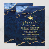 Invitation Parti de graduation en marbre bleu de la Marine d' (Devant / Derrière)