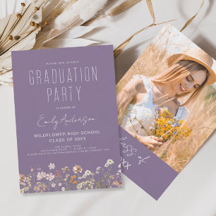 Invitation Parti de Graduation Fleur sauvage violet Boho Bloo