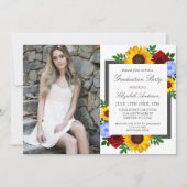 Invitation Parti de graduation florale de Sunflower Rose Blue (Devant)