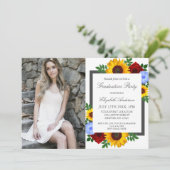 Invitation Parti de graduation florale de Sunflower Rose Blue (Debout devant)