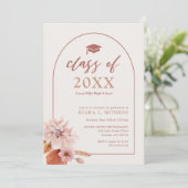 Invitation Parti de graduation florale neutre et rose bouché (Debout devant)