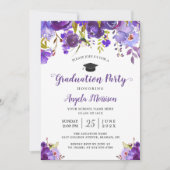 Invitation Parti de graduation florale violet ultra violet (Devant)