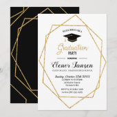 Invitation Parti de graduation géométrique chic moderne (Devant / Derrière)