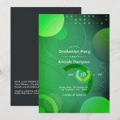 Invitation Parti de graduation géométrique verte et noire (Devant / Derrière)