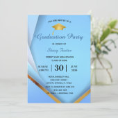 Invitation Parti de graduation Gold sur les couches bleues Fo (Debout devant)