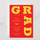Invitation Parti de graduation jaune et rouge (Devant)
