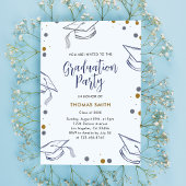 Invitation Parti de graduation moderne bleu et or