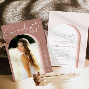 Invitation Parti de graduation moderne Blush Pink