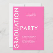 Invitation Parti de graduation moderne Bold Hot Pink (Devant)