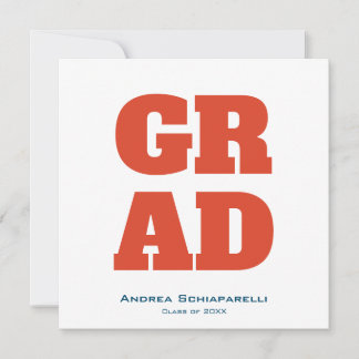 Invitation Parti de graduation moderne Carré rouge et bleu