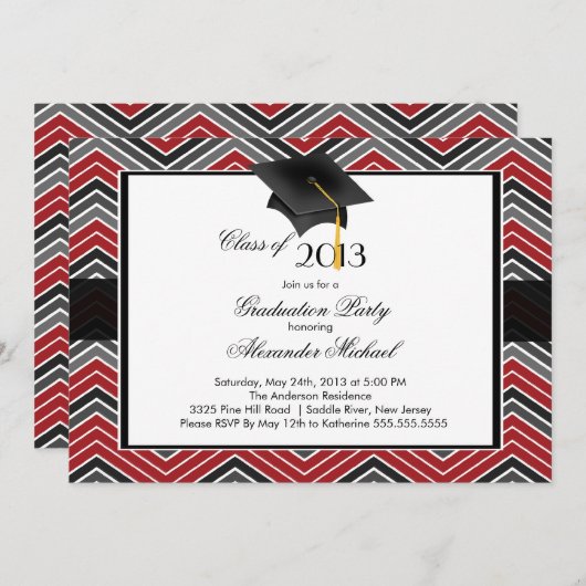 Invitation Parti de graduation moderne Chevron Graduate Tasse (Devant / Derrière)