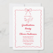 Invitation Parti de graduation moderne Red Hand Drawn Bow Fra (Devant)