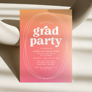 Invitation Parti de graduation moderne rose et orange
